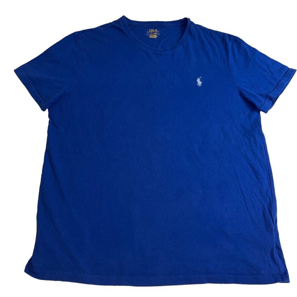 Polo Ralph Lauren Basic T-Shirt Mens L Blue Cotton Crew Logo Tee